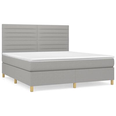 vidaXL Box spring postelja z vzmetnico svetlo siva 180x200 cm blago