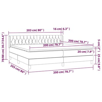 vidaXL Box spring postelja z vzmetnico temno siva 200x200 cm žamet