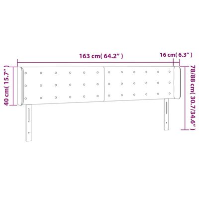 vidaXL Vzglavje z ušesi črno 163x16x78/88 cm umetno usnje