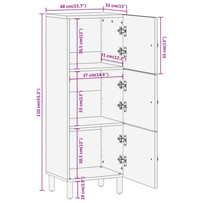 vidaXL Visoka omara 40x33x110 cm trden akacijev les