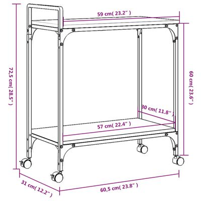 vidaXL Kuhinjski voziček sonoma hrast 60,5x31x72,5 cm inženirski les