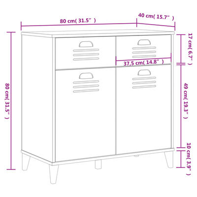 vidaXL Komoda VIKEN bela 80x40x80 cm inženirski les