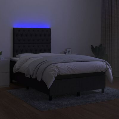 vidaXL Box spring postelja z vzmetnico LED črna 120x190 cm blago