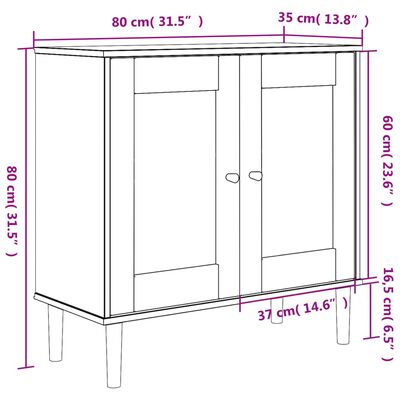 vidaXL Komoda SENJA videz ratana črna 80x35x80 cm trdna borovina