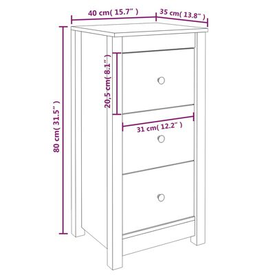 vidaXL Komoda 2 kosa bela 40x35x80 cm trdna borovina