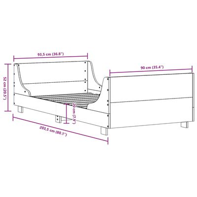 vidaXL Posteljni okvir brez vzmetnice bel 90x200 cm trdna borovina