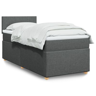 vidaXL Box spring postelja z vzmetnico temno siva blago