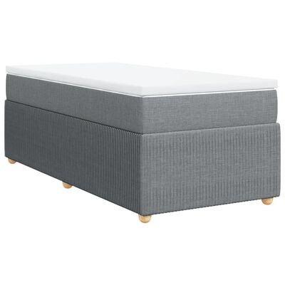 vidaXL Box spring postelja z vzmetnico svetlo siva 90x200 cm blago