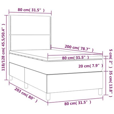 vidaXL Box spring postelja z vzmetnico svetlo siva 80x200 cm blago