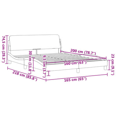 vidaXL Posteljni okvir z vzglavjem bel in črn 160x200 cm umetno usnje