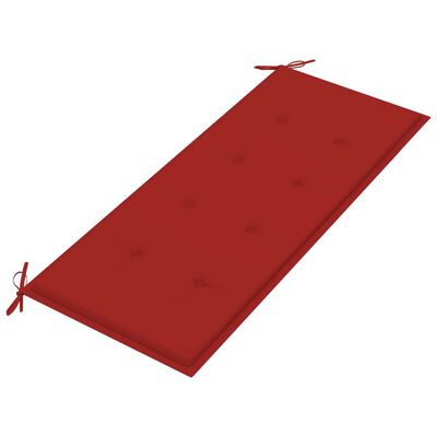 vidaXL Klop Batavia z rdečo blazino 120 cm trdna tikovina
