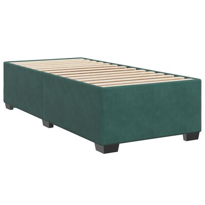 vidaXL Box spring postelja z vzmetnico temno zelen 90x190 cm žamet