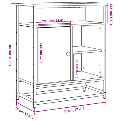 vidaXL Komoda sonoma hrast 69x35x80 cm inženirski les