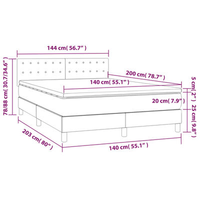 vidaXL Box spring postelja z vzmetnico črna 140x200 cm blago