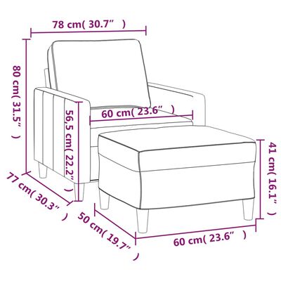 vidaXL Fotelj s stolčkom za noge roza 60 cm žamet