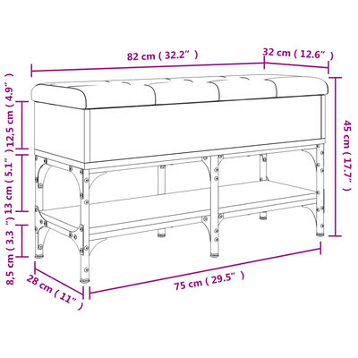 vidaXL Klop za čevlje dimljen hrast 82x32x45 cm inženirski les