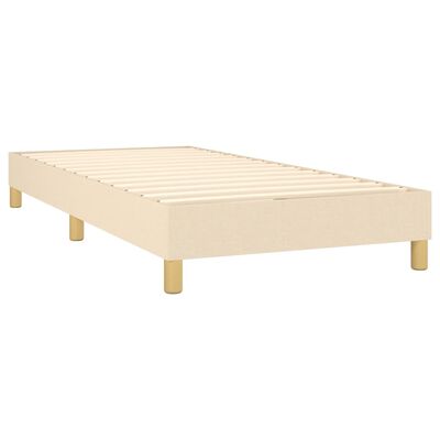 vidaXL Box spring postelja z vzmetnico krem 90x200 cm blago