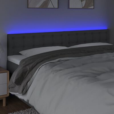 vidaXL LED posteljno vzglavje temno sivo 180x5x78/88 cm blago