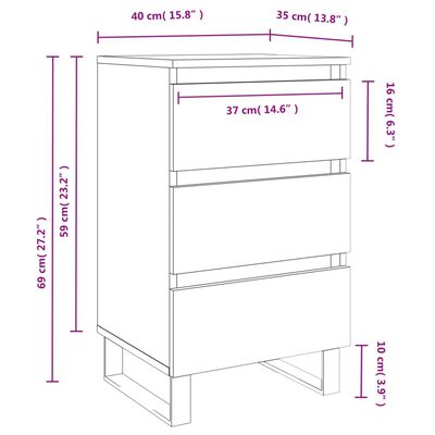 vidaXL Nočna omarica 2 kosa bela 40x35x69 cm inženirski les