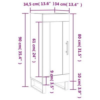 vidaXL Komoda dimljeni hrast 34,5x34x90 cm inženirski les