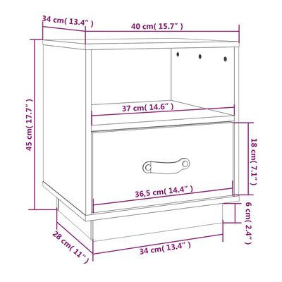 vidaXL Nočna omarica 2 kosa črna 40x34x45 cm trdna borovina