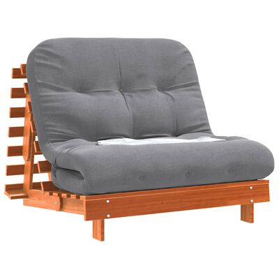 vidaXL Futon z ležiščem voščeno rjava 100x206x11 cm trdna borovina