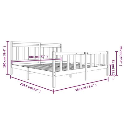 vidaXL Posteljni okvir 180x200 cm trden les