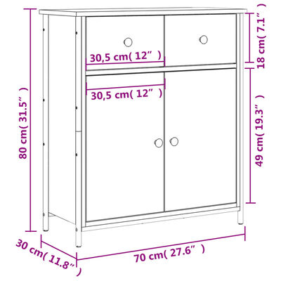 vidaXL Komoda dimljeni hrast 70x30x80 cm inženirski les