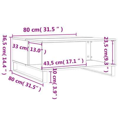 vidaXL Klubska mizica bela 80x80x36,5 cm inženirski les