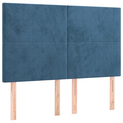 vidaXL Box spring postelja z vzmetnico temno modra 140x190cm žamet