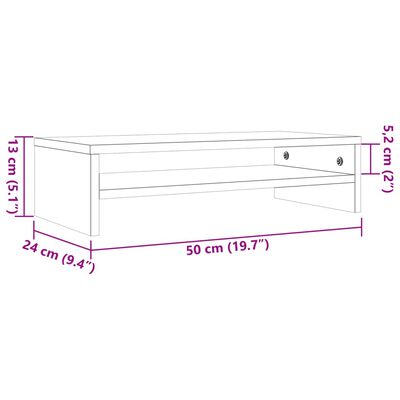 vidaXL Stojalo za zaslon voščeno rjavo 50x24x13 cm trdna borovina