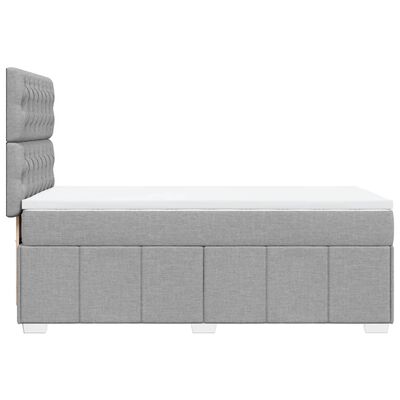 vidaXL Box spring postelja z vzmetnico svetlo siva 90x200 cm blago