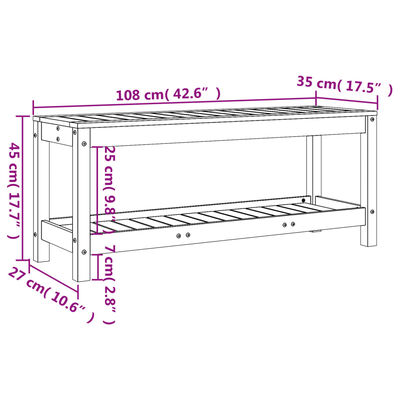 vidaXL Vrtna klop črna 108x35x45 cm trdna borovina