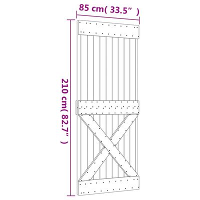 vidaXL Drsna vrata s kompletom vodil 85x210 cm trdna borovina