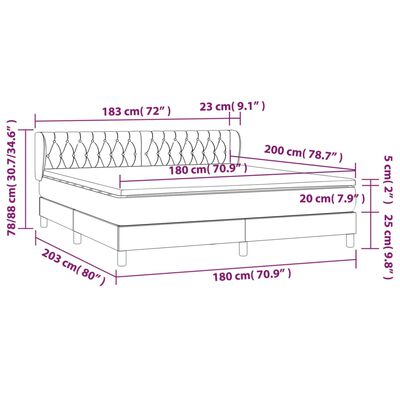 vidaXL Box spring postelja z vzmetnico temno rjava 180x200 cm blago