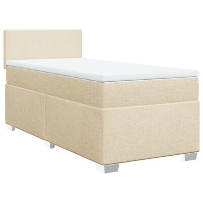 vidaXL Box spring postelja z vzmetnico krem 100x200 cm blago