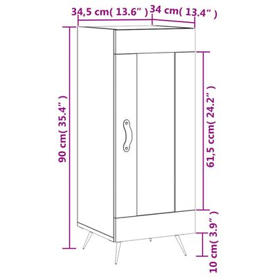 vidaXL Komoda siva sonoma 34,5x34x90 cm inženirski les