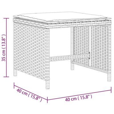 vidaXL Vrtni stolčki z blazinami 4 kosi sivi 40x40x35 cm poli ratan