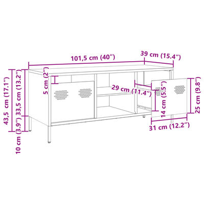 vidaXL TV omarica olivno zelena 101,5x39x43,5 cm hladno valjano jeklo