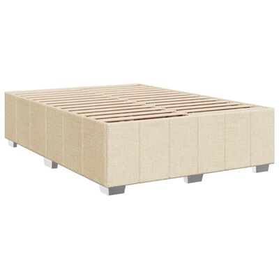 vidaXL Box spring postelja z vzmetnico krem 160x200 cm blago