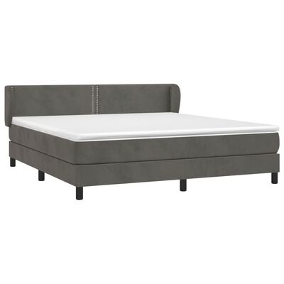 vidaXL Box spring postelja z vzmetnico temno siva 160x200 cm žamet