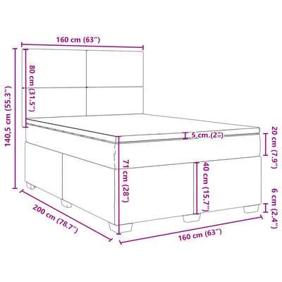 vidaXL Box spring postelja z vzmetnico krem 160x200 cm blago