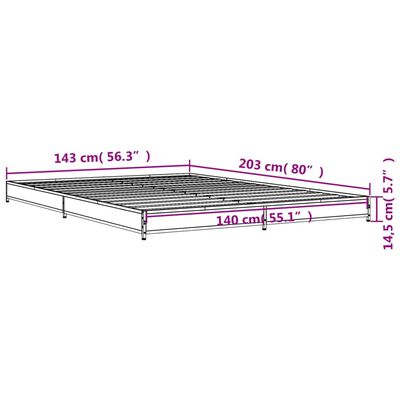 vidaXL Posteljni okvir rjav hrast 140x200 cm inženirski les in kovina