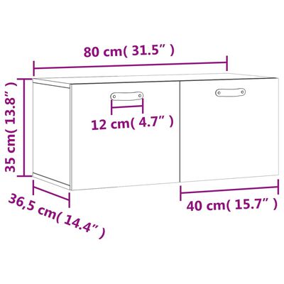 vidaXL Stenska omarica betonsko siva 80x36,5x35 cm inženirski les