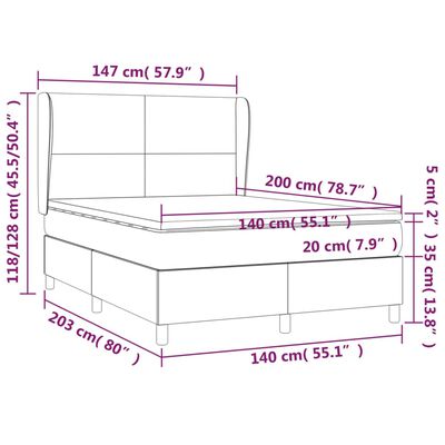 vidaXL Box spring postelja z vzmetnico črn 140x200 cm umetno usnje