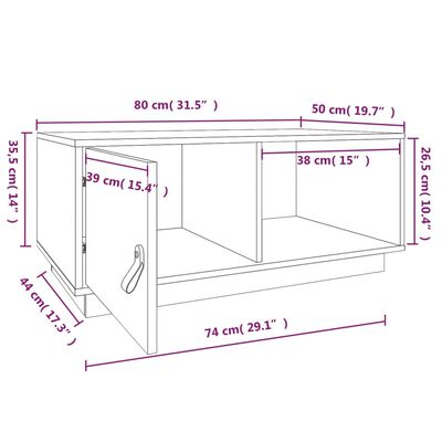 vidaXL Klubska mizica 80x50x35,5 trdna borovina