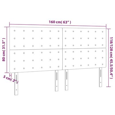 vidaXL Posteljno vzglavje 4 kosa svetlo siv 80x5x78/88 cm blago