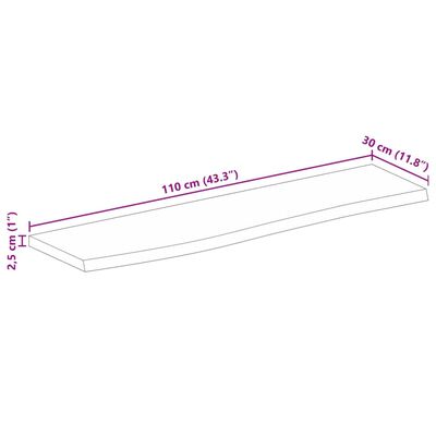 vidaXL Mizna plošča 110x30x2,5cm naraven rob trden robusten mangov les