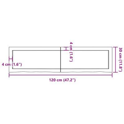 vidaXL Kopalniški pult temno rjav 120x30x(2-4) cm obdelan trden les