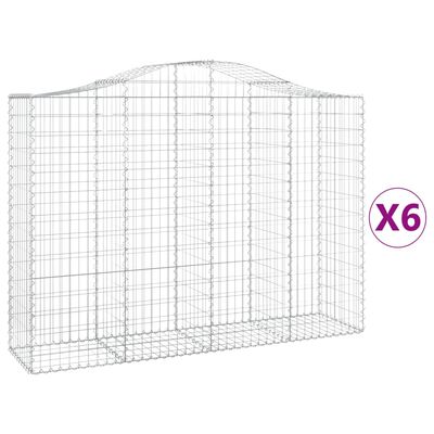 vidaXL Obokane gabion košare 6 kosov 200x50x140/160cm pocinkano železo